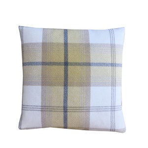 Double sided Balmoral Ochre Cream Beige wool effect Tartan plaid tweed check home accessories Country throw cushion cover/sham pillowcase