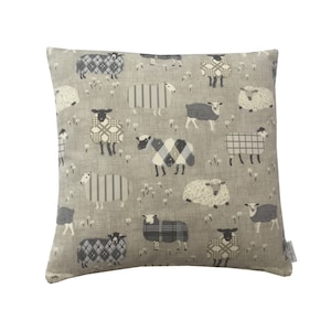 Dubbelzijdig lamsschaap in grafietgrijs crème beige Country linnen woonaccessoires linnen sierkussenhoes/shampoo kussensloop