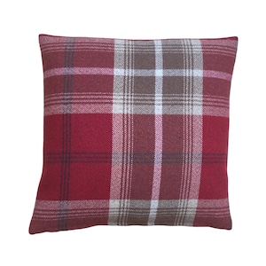 Extra large 24&quot; Balmoral Christmas Red Beige wool effect Tartan plaid tweed check home accessories Country throw cushion cover pillow sham