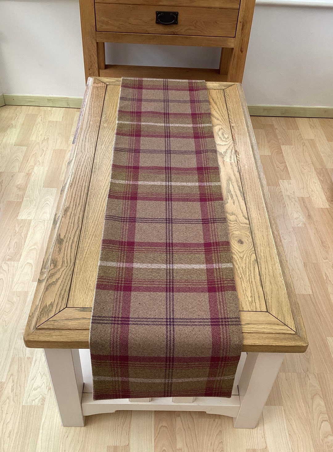Handmade Balmoral Rust Beige Moss Green Tartan Check Scatter Cushion Cover – Faux Wool