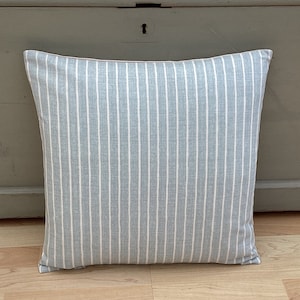 Linen Pencil ticking Stripe in Duck egg ivory home accessories Country throw cushion cover/sham Pillowcase