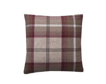 Balmoral Mullberry DOUBLE SIDED Tartan plaid tweed check Country cushion coveR