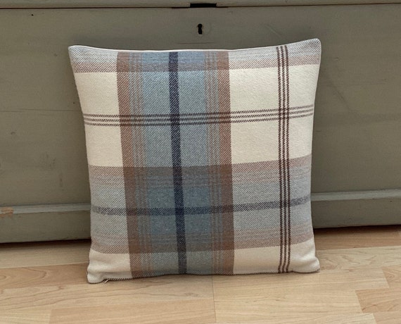 Extra Large 24 X 24 Balmoral Sky Blue Tartan Plaid Tweed Check