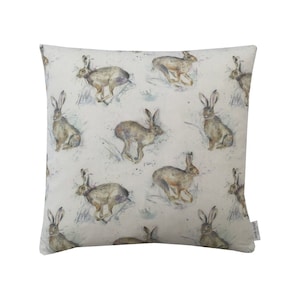 Voyage Maison fabrics Hurtling Hares digital print ivory beige linen Country home accessories throw cushion cover/sham throw Pillowcase