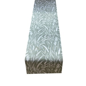 Wild grasses moss green ivory linen floral botanical home accessories fully lined table / bed / wedding runner