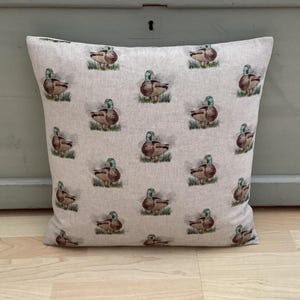 Extra-large 24&quot; Game bird Mallard Ducks beige, green, brown country linen home accessories throw cushion cover/sham Pillowcase