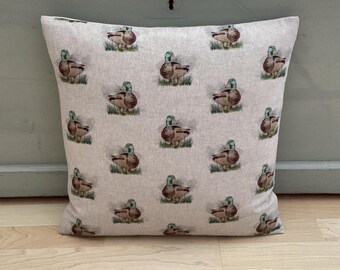 Mallard Duck game bird Throw Pillow Cover: Country Linen, 24" Extra-Large
