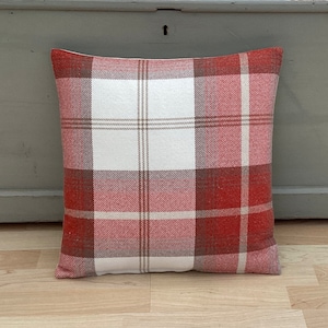 Balmoral Terracotta burnt orange ivory beige wool effect Tartan plaid check home accessories Country throw cushion cover / pillowcase