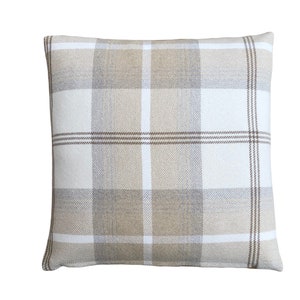 Balmoral Natural beige ivory cosy wool effect Tartan plaid tweed check home accessories Country throw cushion cover/sham pillowcase