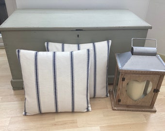 Handmade Linen Stripe Cushion Cover: Rustic Country Home Decor