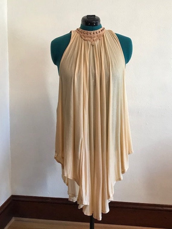 Free People butter yellow beaded tunic top