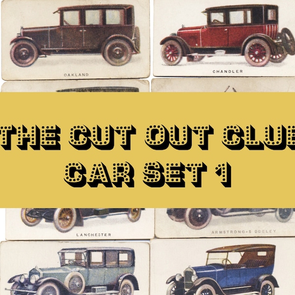 Vintage Antique Cars, Printable Digital Download, Collectible Cigarette Candy Cards. Crafts Collage Art Design Junk Journal Scrapbooking.