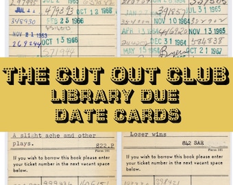Vintage Library Due Date Cards, Printable Digital Download, Stamped Book Ephemera, Crafts Collage Art Design Junk Journal Scrapbooking.