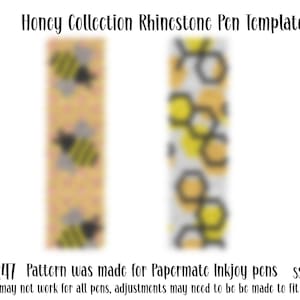 Honingcollectie strass-pen digitale downloadsjabloon, strass-penpatroon, honingbij, honingraat