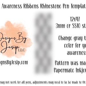 Awareness Ribbon Rhinestone Pen Digital Download Template, Rhinestone Pen Pattern