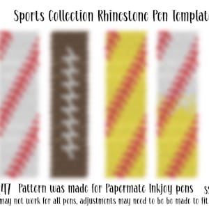 Sports Collection Rhinestone Pen Digital Download Template, Rhinestone Pen Pattern