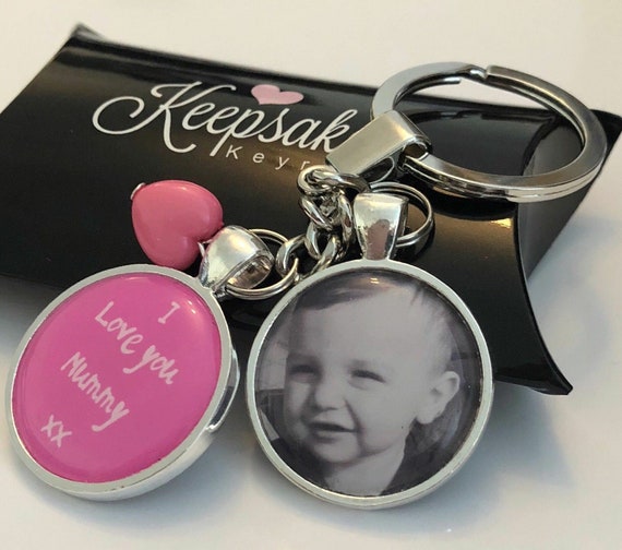Personalised Photo Keyring Mummy Pink Polka Dot Birthday Present gift