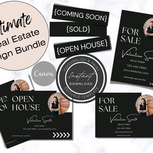 Real Estate Sign Bundle | Real Estate Signs | Yard Sign | Property Sign | Sold Sign | Directional Sign | Open House Sign | Sign Rider