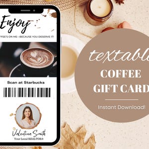 Tarjeta de regalo de café con texto / Tarjeta de regalo de Starbucks con texto / Plantilla de tarjeta de regalo de café / Tarjeta de regalo de café