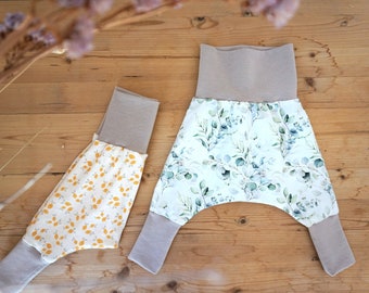 Sarouel évolutif bébé pantalon nouveau-né mixte feuilles ginko