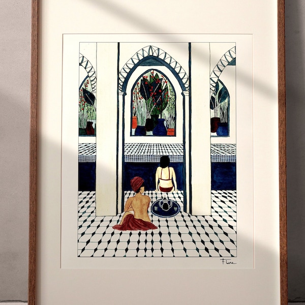 HAMMAM - A3 Fine Art print - illustration - wall decoration