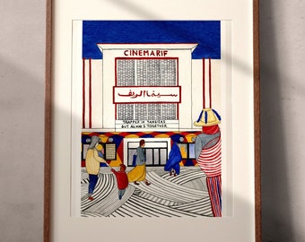 RIF CINEMA TANGER - A3 Fine Art print - illustration - wall decoration