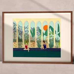 The Swimmers A3 Fine Art print illustration wall decor image 1