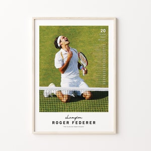 Pôster de Roger Federer, pôster de tênis, decoração de parede de tênis, decoração de escritório, pôster de exposição de arte, impressão de Grand Slam, pôster de Roger Federer 2023