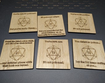 D&D Poison Check Coasters - Set of 6