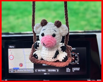 Milk Cow Crochet Sit On Swing Pattern, Mini Cow Amigurumi, PDF English Pattern Download