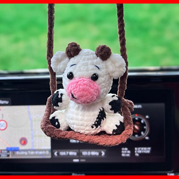 Milk Cow Crochet Sit On Swing Pattern, Mini Cow Amigurumi, PDF English Pattern Download