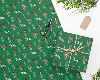 Papel de envolver caballos, Papel de envolver caballos saltadores de Navidad, Decoración festiva del hogar de caballos, HorseDigs