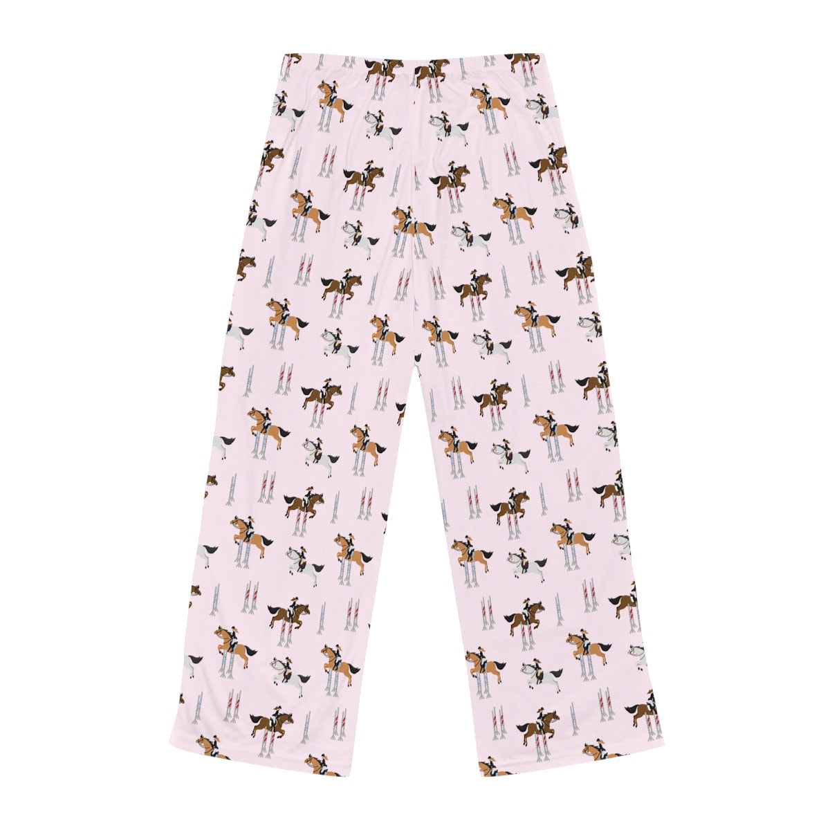 Preppy Pajamas, Colorful Jumpers Womens Pink Horse Pajama Pants