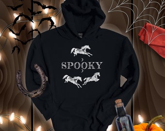 Halloween griezelig paard hoodie | Halloween paardentop voor paardenliefhebbers | Paardenmama | Paardrijden | Herfst Paardensport | Paarden Halloween