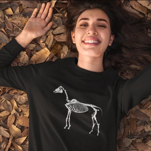 Halloween Horse Skeleton Premium Crewneck Sweathshirt | Halloween Horse Sweatshirt | Halloween Horse Hoodie | Horse Mom | Horseback