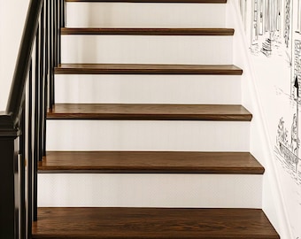 Light Grey Athens Harringbone,Stair Riser Stickers,Peel and Stick Stair Riser,Vinyl Strip Self Adhesive,Easy to Trim,Removable DIY Decor