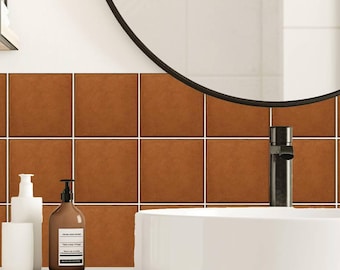 Aged Terracotta Tile Pattern,Peel & Stick Tile Sticker,Kitchen Bathroom Backsplash,Removable Decals,DIY Vinyl Renters decor - PACK OF 12