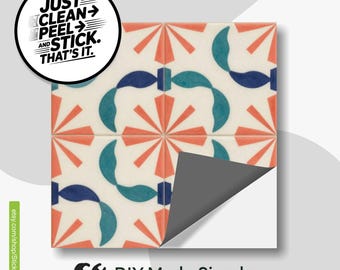 Sunburst Atomic Boomerang Mosaic Pattern,Peel & Stick Tile Sticker,Kitchen Bathroom Backsplash,Removable Decals