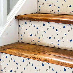 Sapphire Mosaic Terrazzo Pattern,Stair Riser Stickers,Peel and Stick Stair Riser,Vinyl Strip Self Adhesive,Easy to Trim,Removable DIY Decor