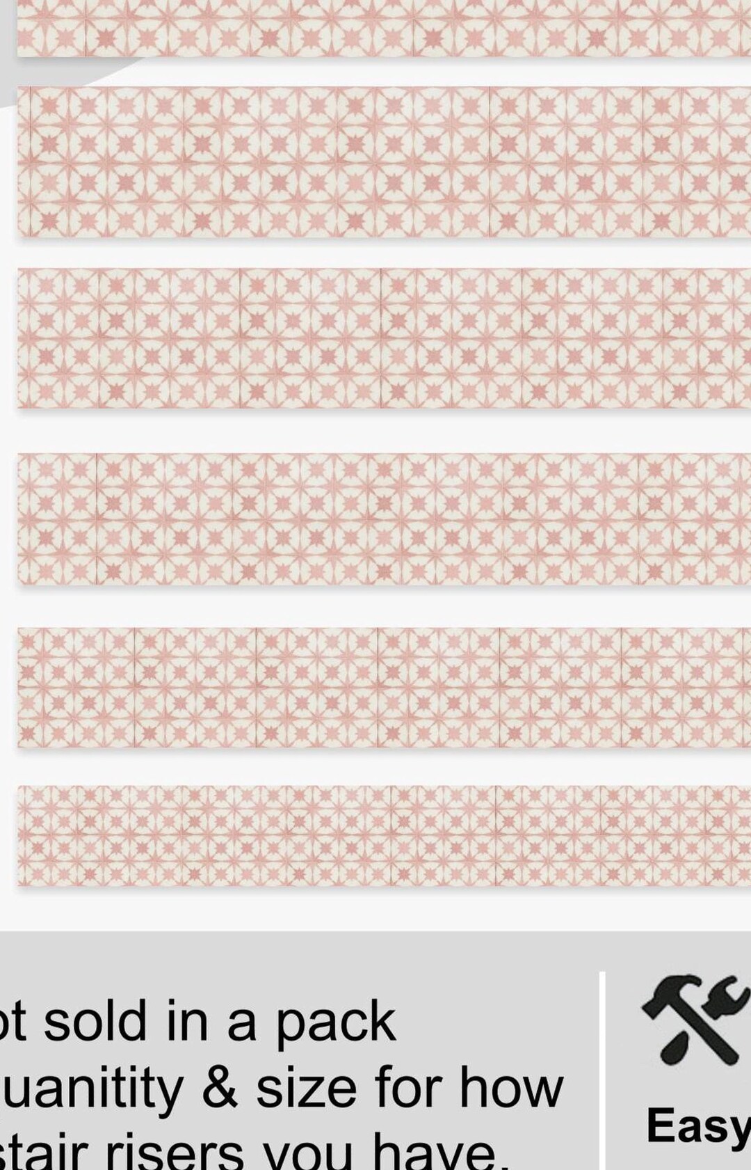 Dusty Riser Dusty Rose Large Star Geometric Pattern,stair Riser Stickers,peel and ...