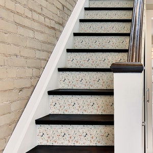Terrazzo Pattern,Stair Riser Stickers,Peel and Stick Stair Riser,Vinyl Strip Self Adhesive,Easy to Trim,Removable DIY Decor