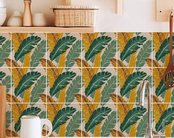 Wzór tańca szmaragdowego liścia, naklejki z wzorami, samoprzylepna folia winylowa, panel kuchenny i łazienkowy, dekoracje DIY – OPAKOWANIE 12 SZTUK