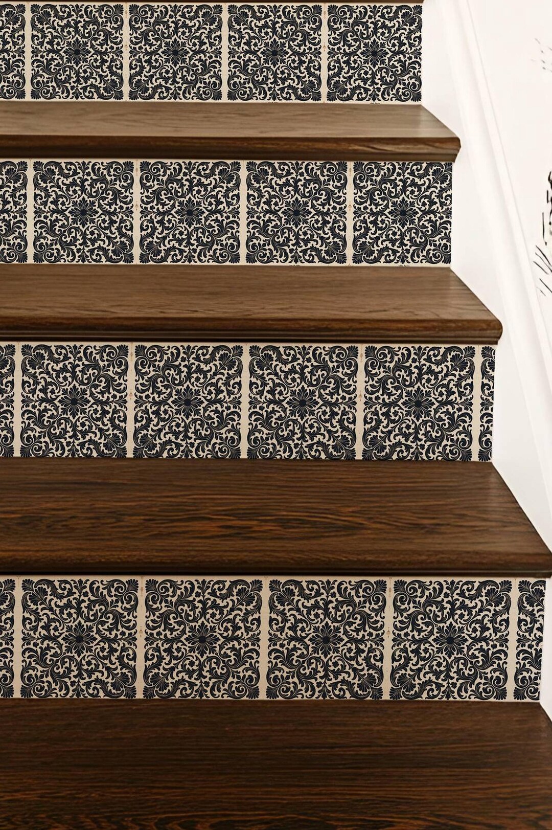 Rich Rococo Pattern,stair Riser Stickers,peel and Stick Stair Riser ...