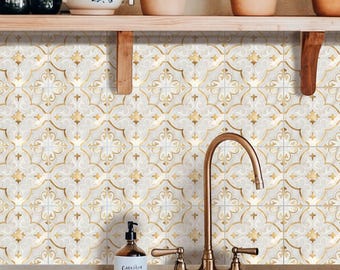 Moroccan Tile Pattern,Peel & Stick Tile Sticker,Kitchen Bathroom Backsplash,Removable Decals,DIY Vinyl Renters decor - PACK OF 12