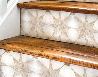 Adesivi per alzate scale con motivo a stella boho, adesivi per alzate scale, strisce in vinile autoadesive, facili da tagliare, decorazioni fai da te rimovibili
