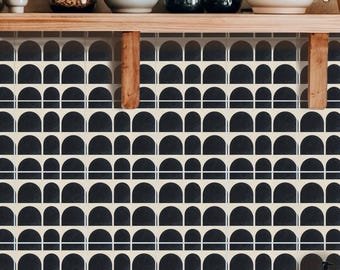 Charcoal Macro Architectural Arch Pattern,Pattern Stickers,Peel & Stick Vinyl,Kitchen Bathroom Backsplash,DIY Decor - PACK OF 12