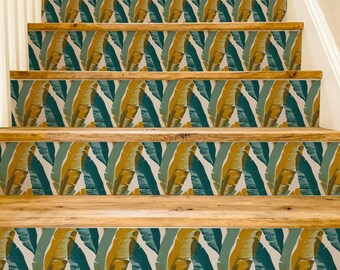 Wzór liścia bursztynu, Naklejki na podstopnice schodowe, Naklejki na podstopnice schodowe do odklejenia i przyklejenia, Samoprzylepne paski winylowe, Łatwe przycinanie, Dekoracje DIY