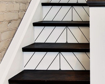 Shiplap Angled, Peel and Stick Stair Riser, Vinyl Strip Self Adhesive, Waterproof, Easy to Trim, Removable DIY Decor,Stair Riser Stickers,