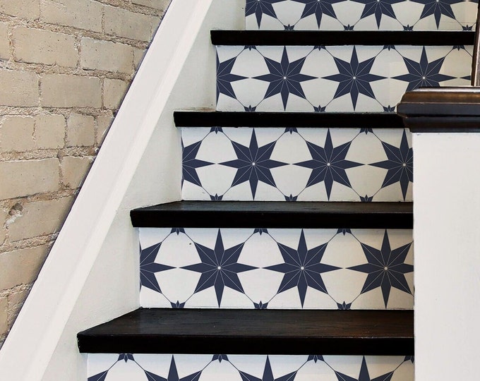 Classic Japanese Waves Pattern Peel and Stick Stair Riser - Etsy