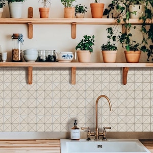 Diseño minimalista geométrico con motivo de cuadrícula triangular, adhesivo para azulejos, ideal para salpicaderos de cocina y baño. Calcomanías removibles.